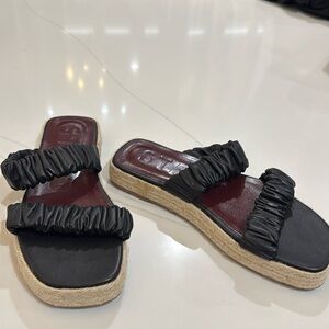 Brand New Staud Maya Ruched Leather Espadrille Sandals 37